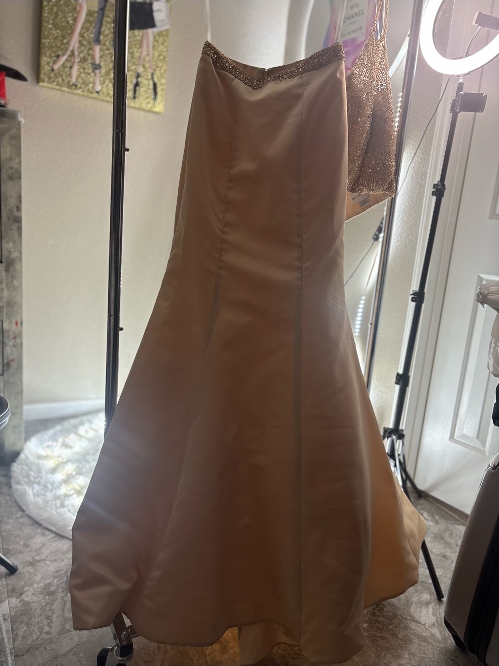 Rachel Allan Gold Beaded Two-Piece Evening Dress - Picture 3 of 7